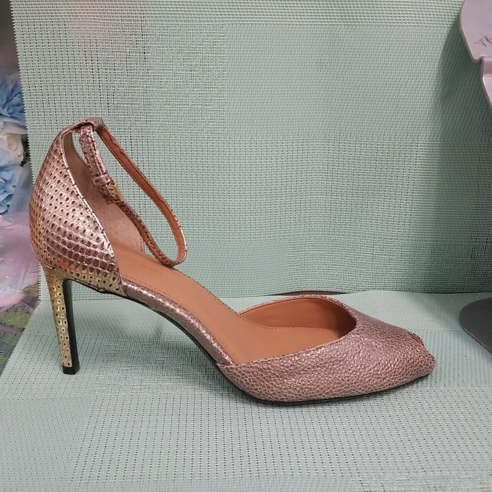 Calvin Klein Gold Peep toe with ankle strap Shoes - Picture 6 of 12